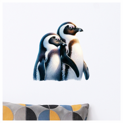 Black White Penguin Pair Standing Together Vinyl Sticker Decal