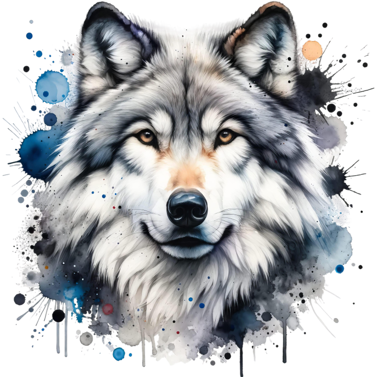 Grey Wolf Face Paint Splash Vinyl Sticker Decal