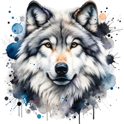 Grey Wolf Face Paint Splash Vinyl Sticker Decal