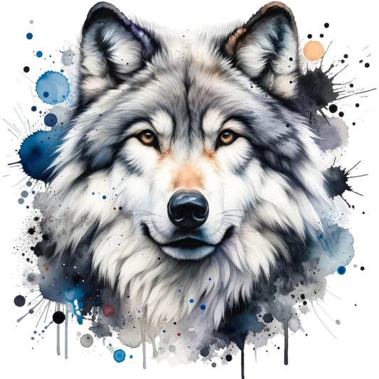 Grey Wolf Face Paint Splash Vinyl Sticker Decal
