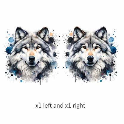 Grey Wolf Face Paint Splash Vinyl Sticker Decal