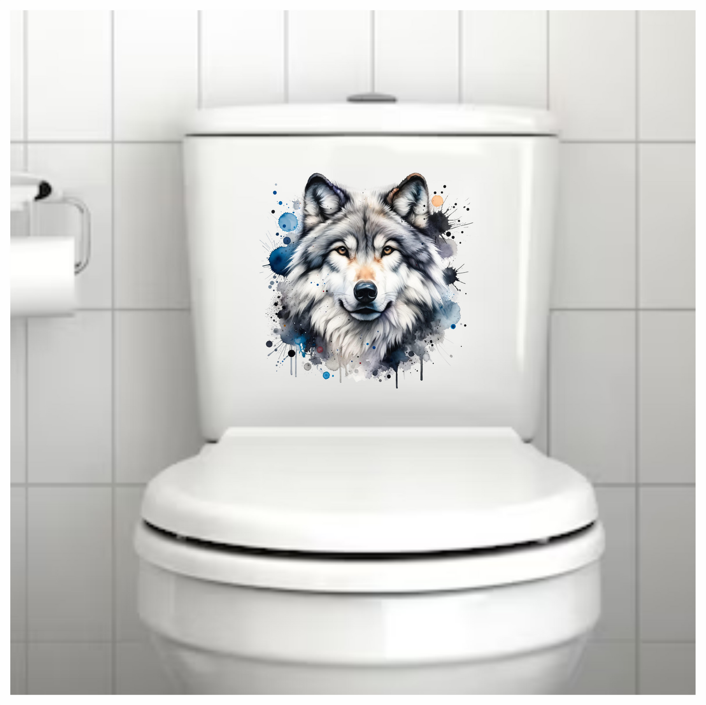 Grey Wolf Face Paint Splash Vinyl Sticker Decal