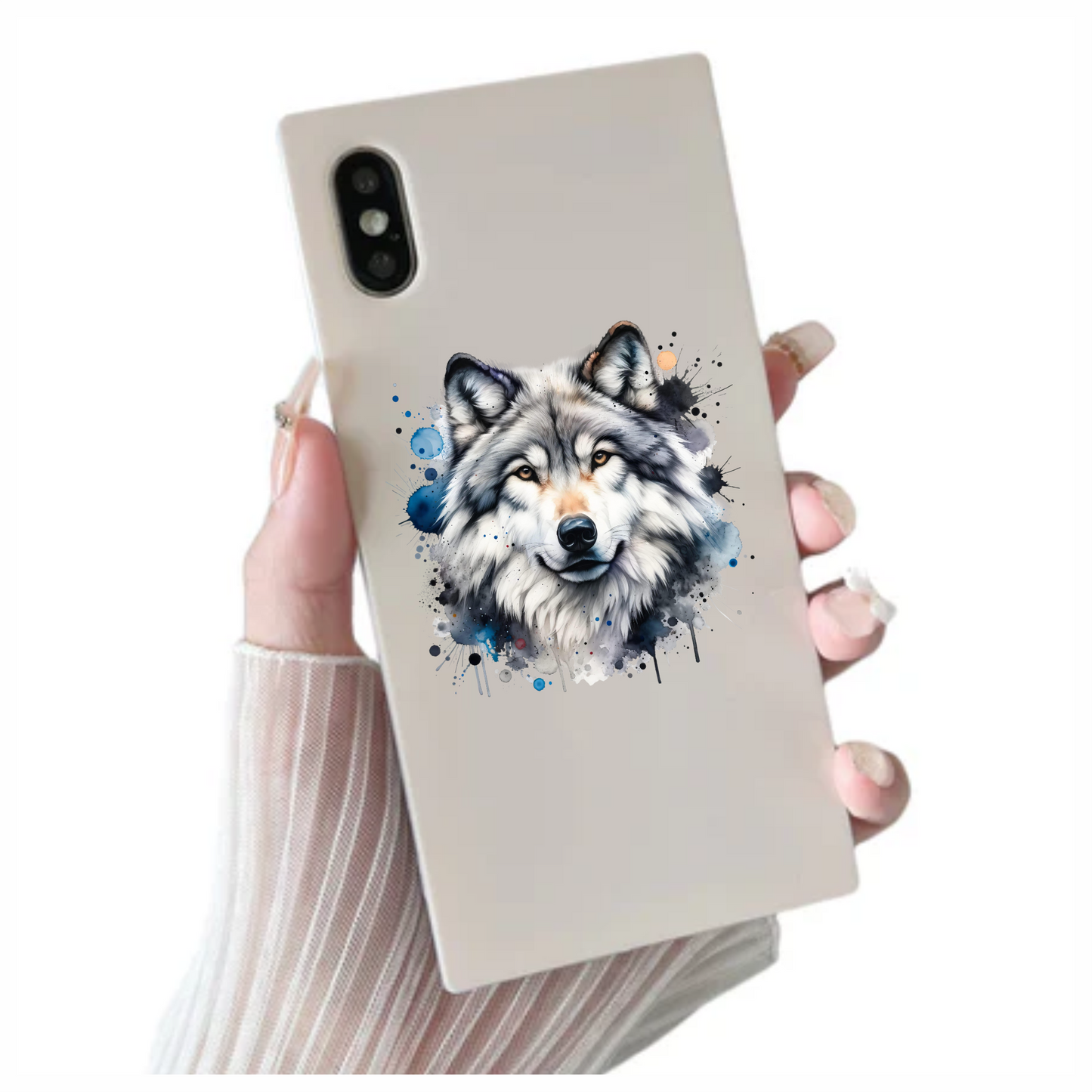Grey Wolf Face Paint Splash Vinyl Sticker Decal