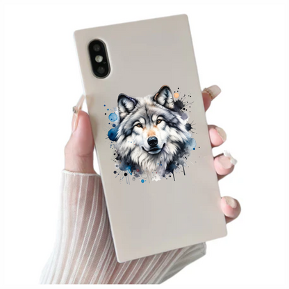 Grey Wolf Face Paint Splash Vinyl Sticker Decal