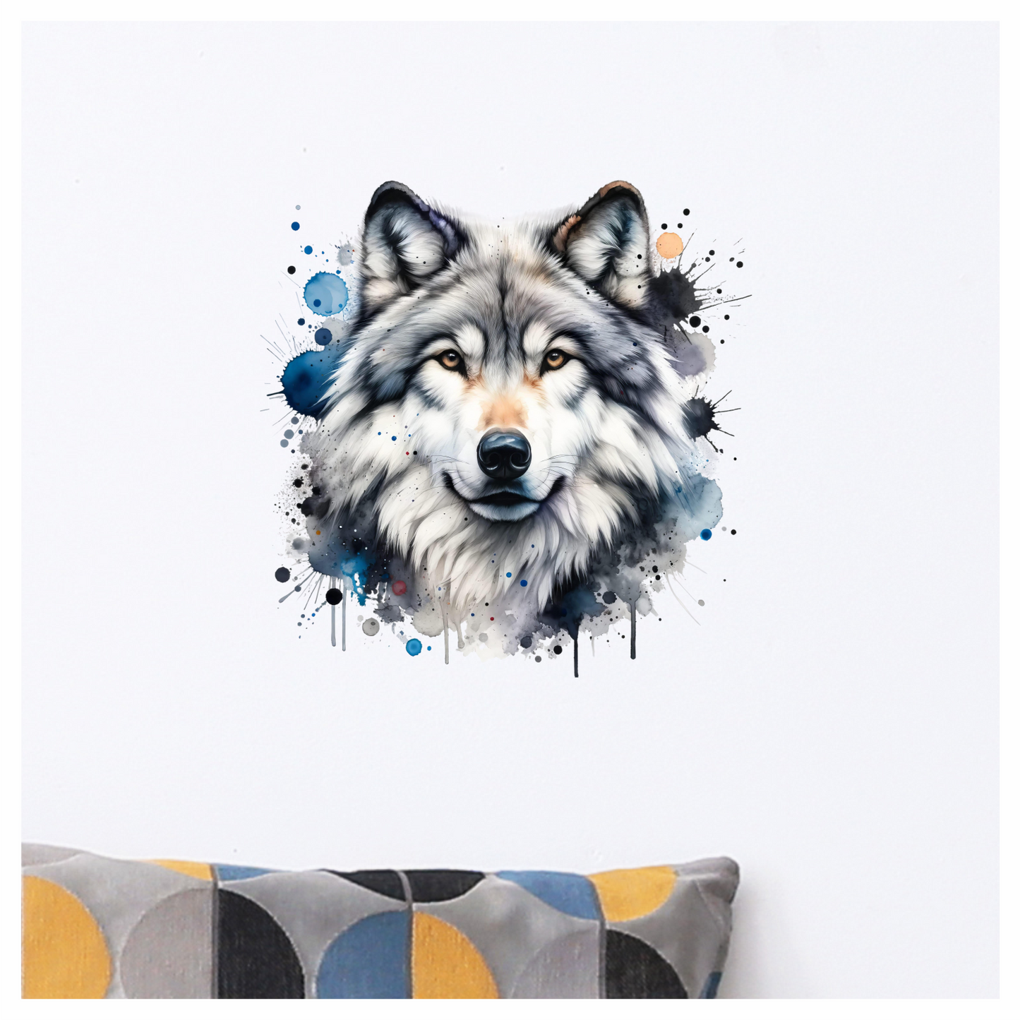 Grey Wolf Face Paint Splash Vinyl Sticker Decal