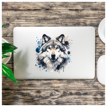 Grey Wolf Face Paint Splash Vinyl Sticker Decal