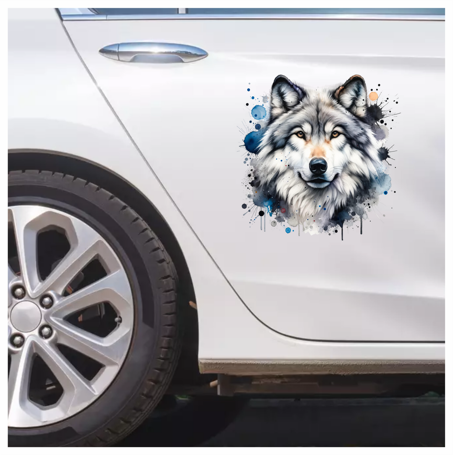 Grey Wolf Face Paint Splash Vinyl Sticker Decal