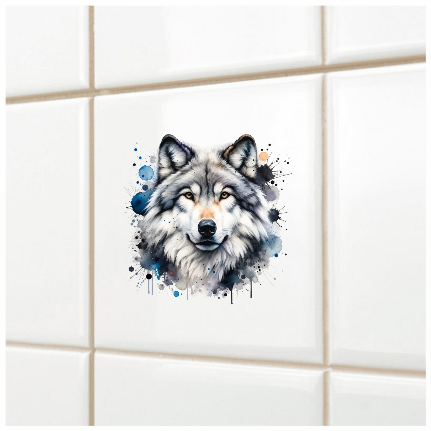Grey Wolf Face Paint Splash Vinyl Sticker Decal