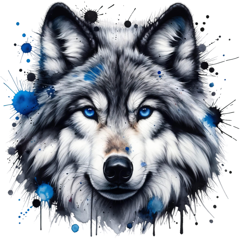 Grey Wolf Face Blue Eyes Vinyl Sticker Decal