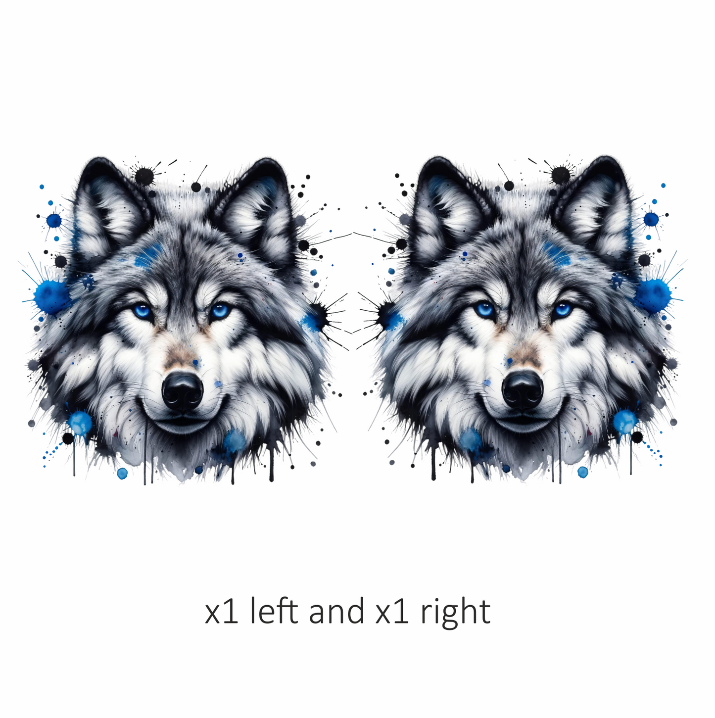 Grey Wolf Face Blue Eyes Vinyl Sticker Decal