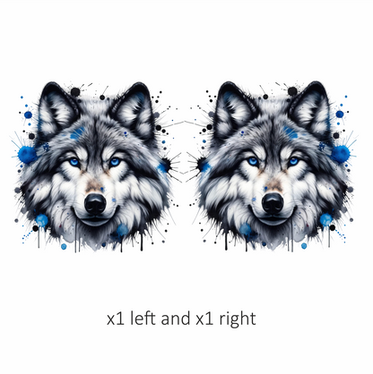 Grey Wolf Face Blue Eyes Vinyl Sticker Decal