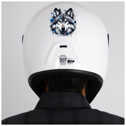 Grey Wolf Face Blue Eyes Vinyl Sticker Decal
