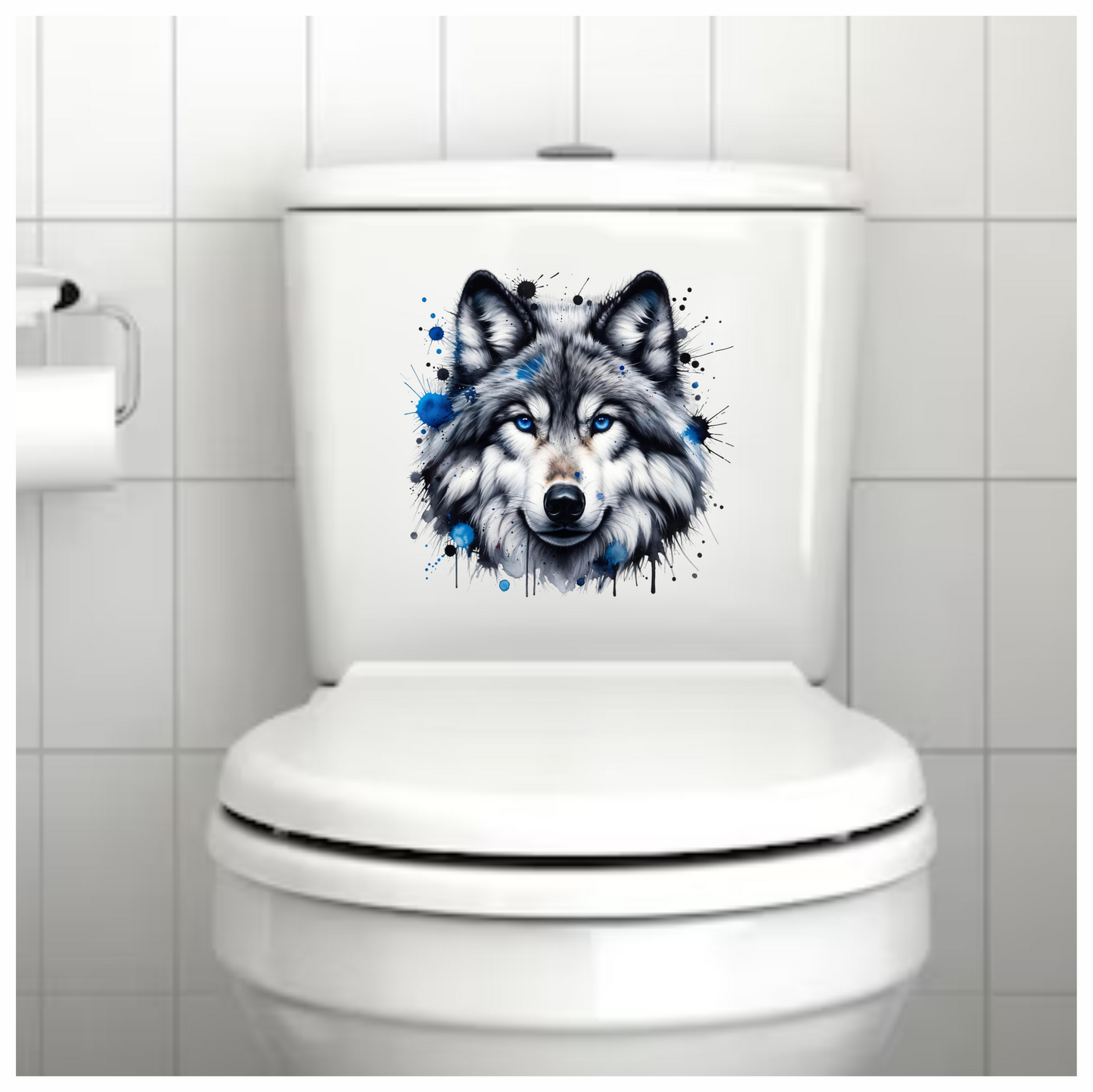 Grey Wolf Face Blue Eyes Vinyl Sticker Decal
