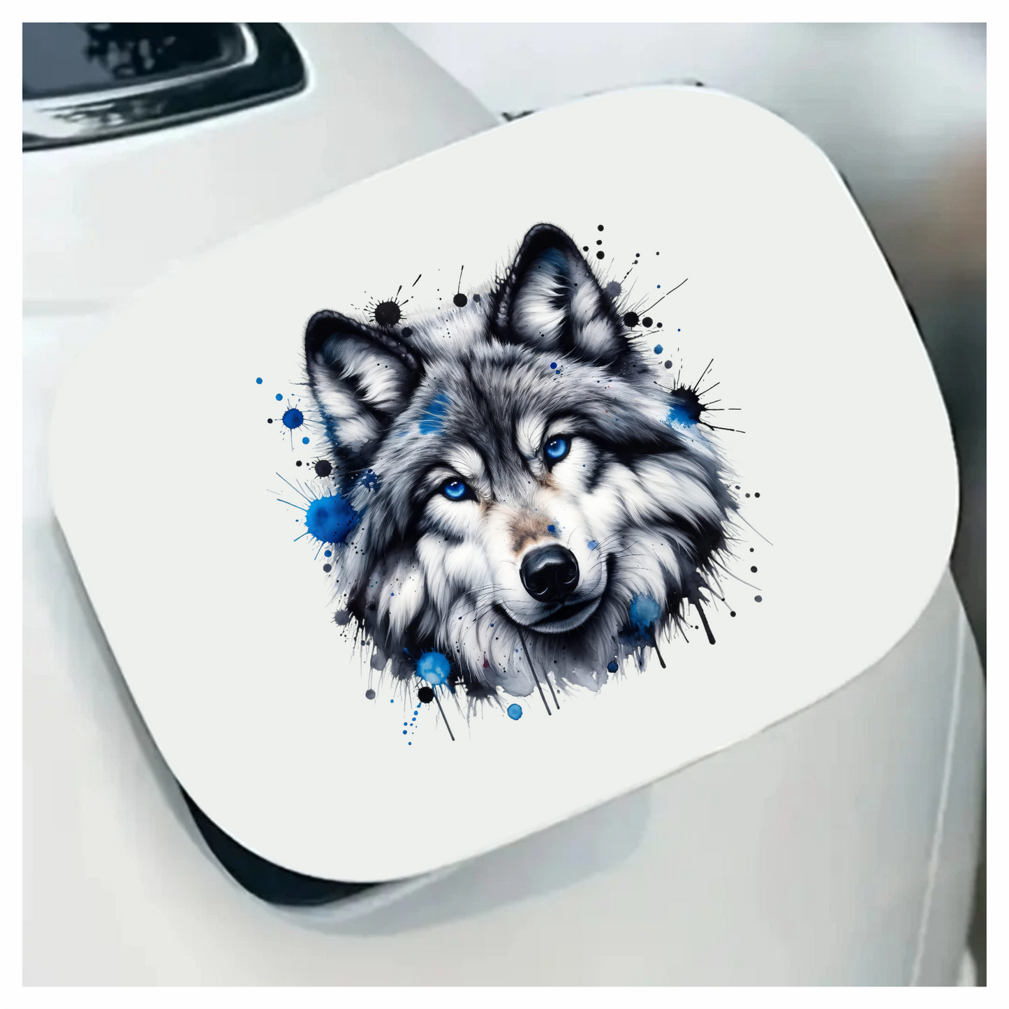 Grey Wolf Face Blue Eyes Vinyl Sticker Decal