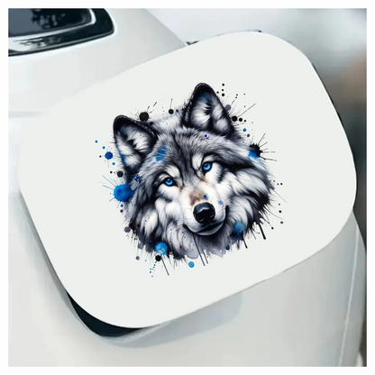 Grey Wolf Face Blue Eyes Vinyl Sticker Decal