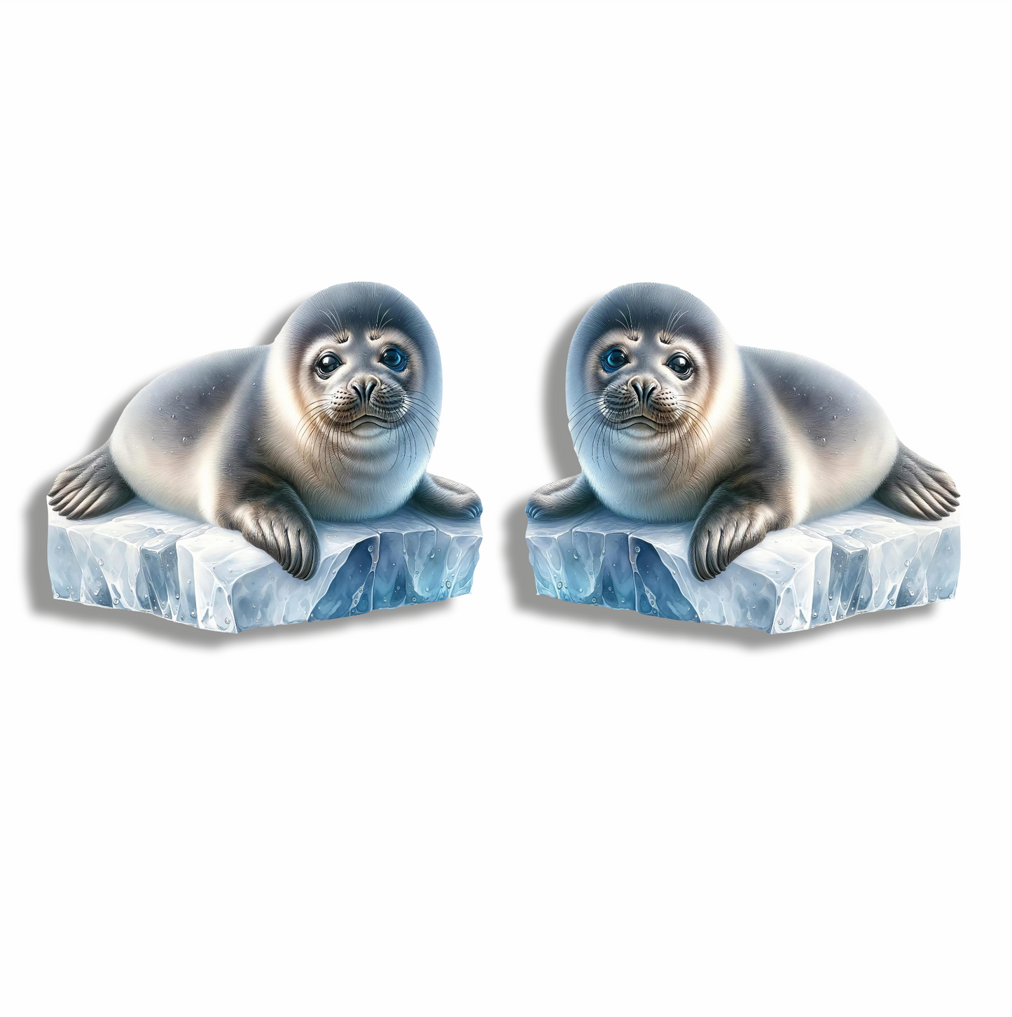Grey Seal Lying On Ice Block Vinyl Sticker Decal