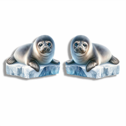 Grey Seal Lying On Ice Block Vinyl Sticker Decal