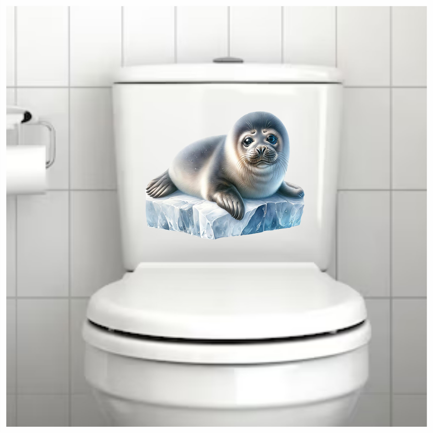 Grey Seal Lying On Ice Block Vinyl Sticker Decal
