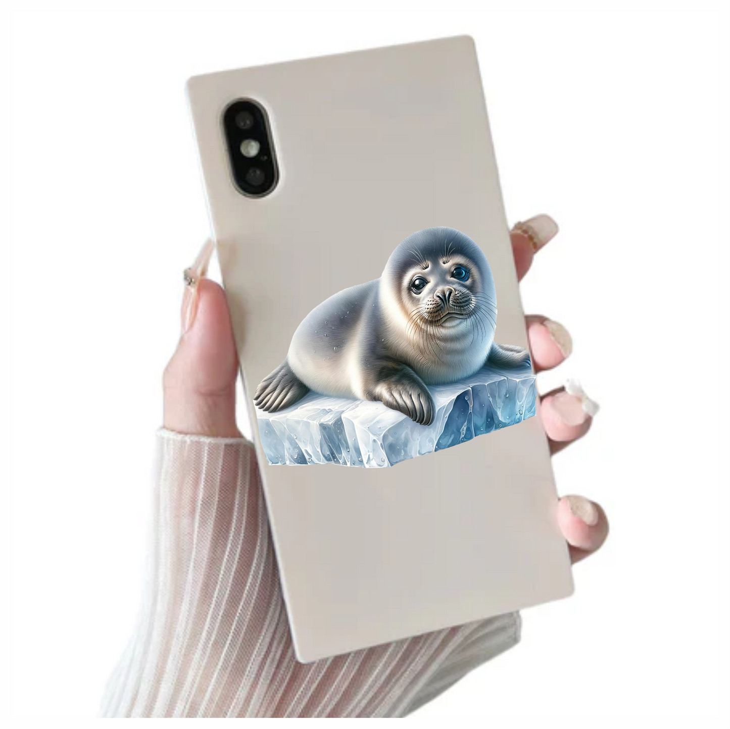 Grey Seal Lying On Ice Block Vinyl Sticker Decal