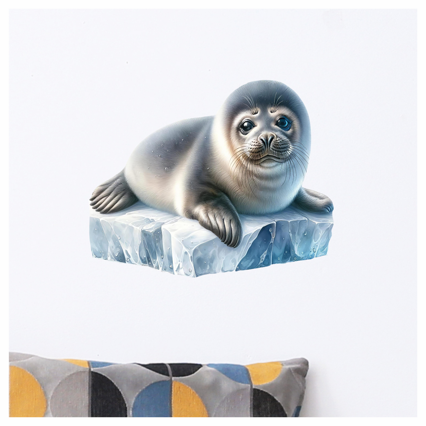 Grey Seal Lying On Ice Block Vinyl Sticker Decal