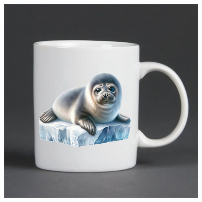 Grey Seal Lying On Ice Block Vinyl Sticker Decal