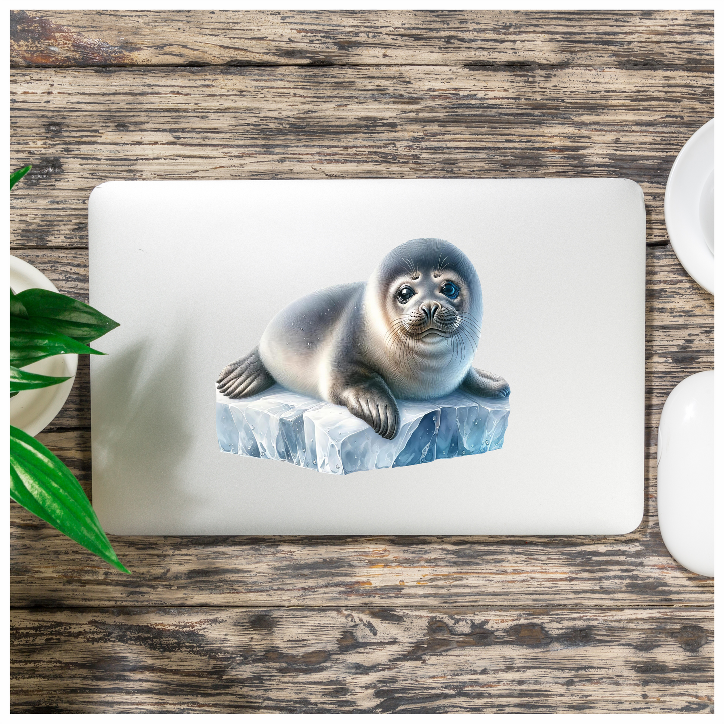 Grey Seal Lying On Ice Block Vinyl Sticker Decal