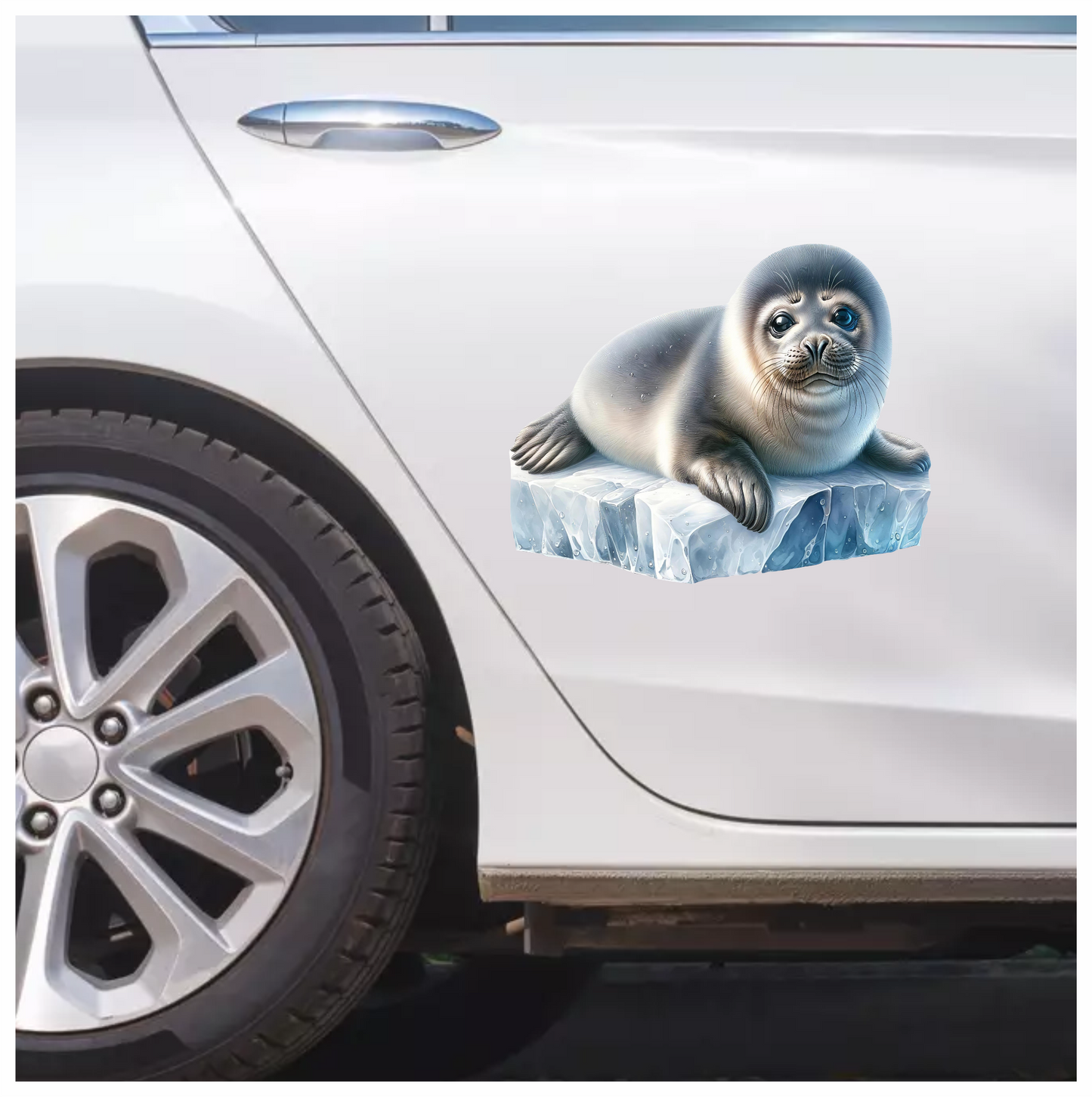 Grey Seal Lying On Ice Block Vinyl Sticker Decal