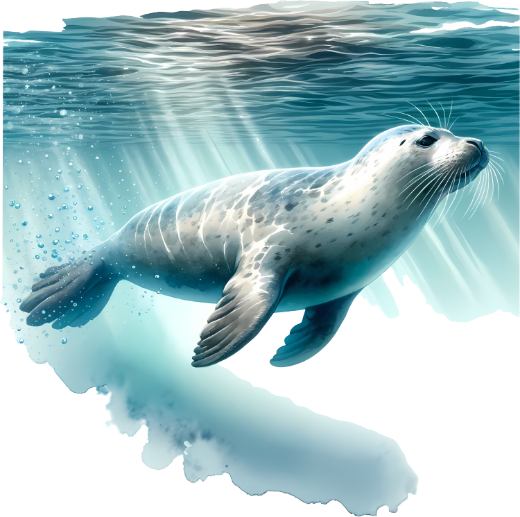 Grey Seal Swimming Under Blue Water Vinyl Sticker Decal