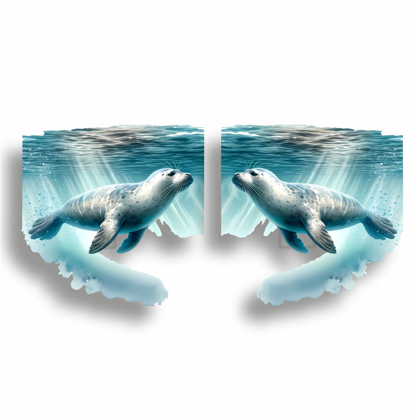 Grey Seal Swimming Under Blue Water Vinyl Sticker Decal