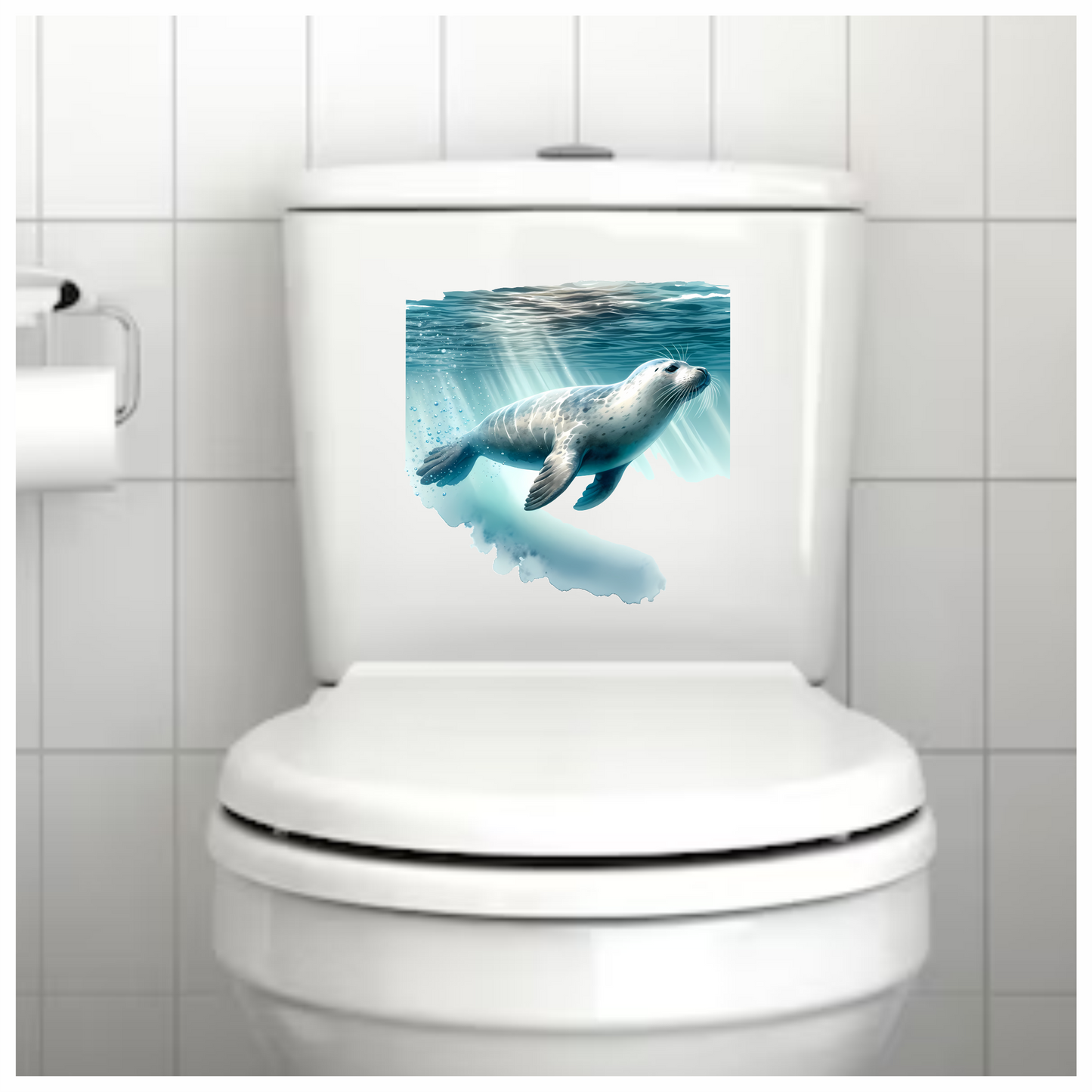Grey Seal Swimming Under Blue Water Vinyl Sticker Decal