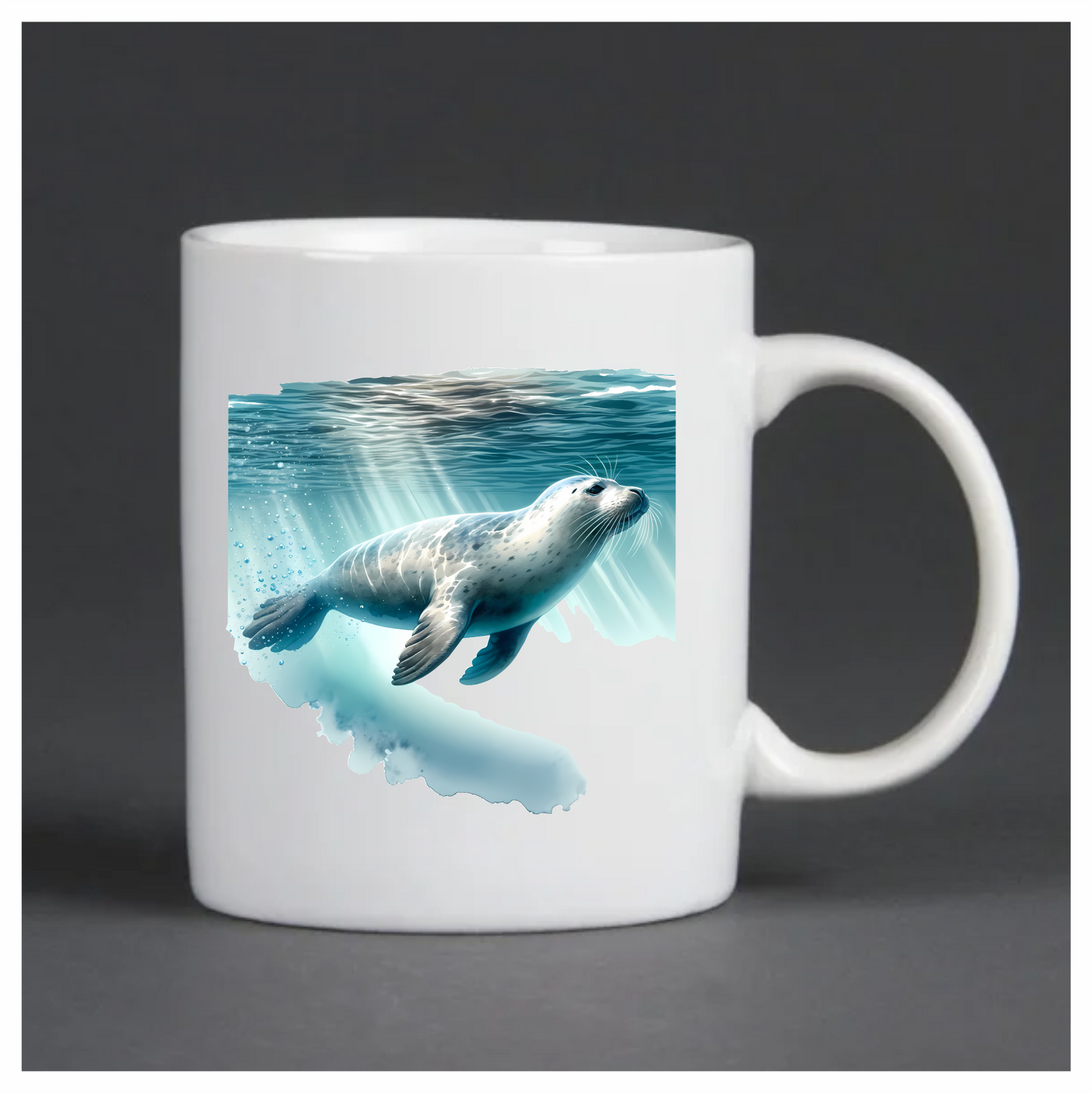 Grey Seal Swimming Under Blue Water Vinyl Sticker Decal
