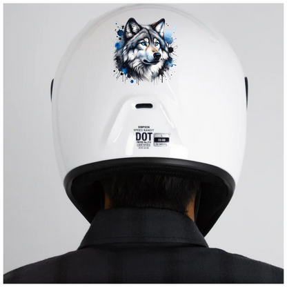 Grey Wolf Face Blue Eyes Splash Vinyl Sticker Decal
