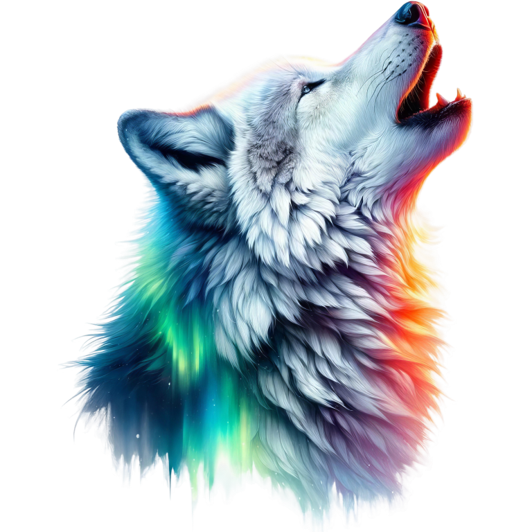 White Wolf Howling Colorful Light Vinyl Sticker Decal