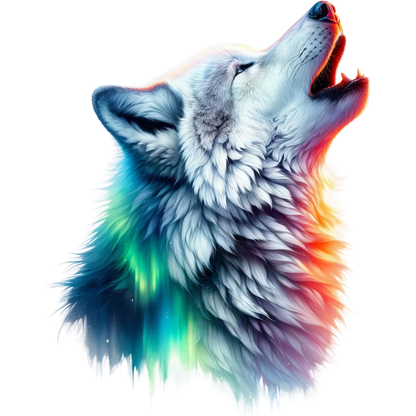 White Wolf Howling Colorful Light Vinyl Sticker Decal