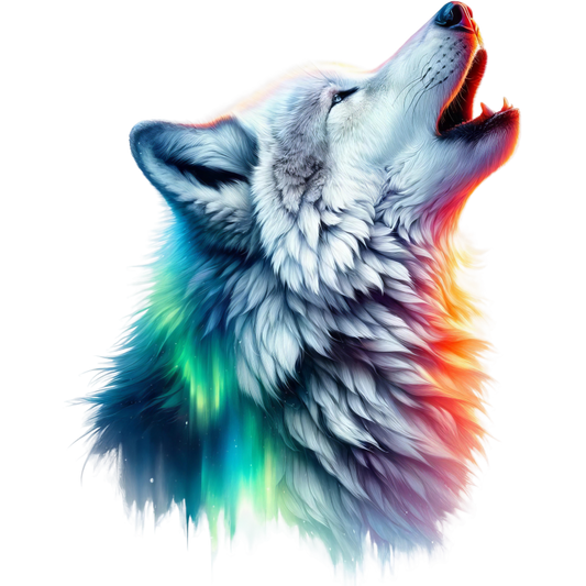 White Wolf Howling Colorful Light Vinyl Sticker Decal