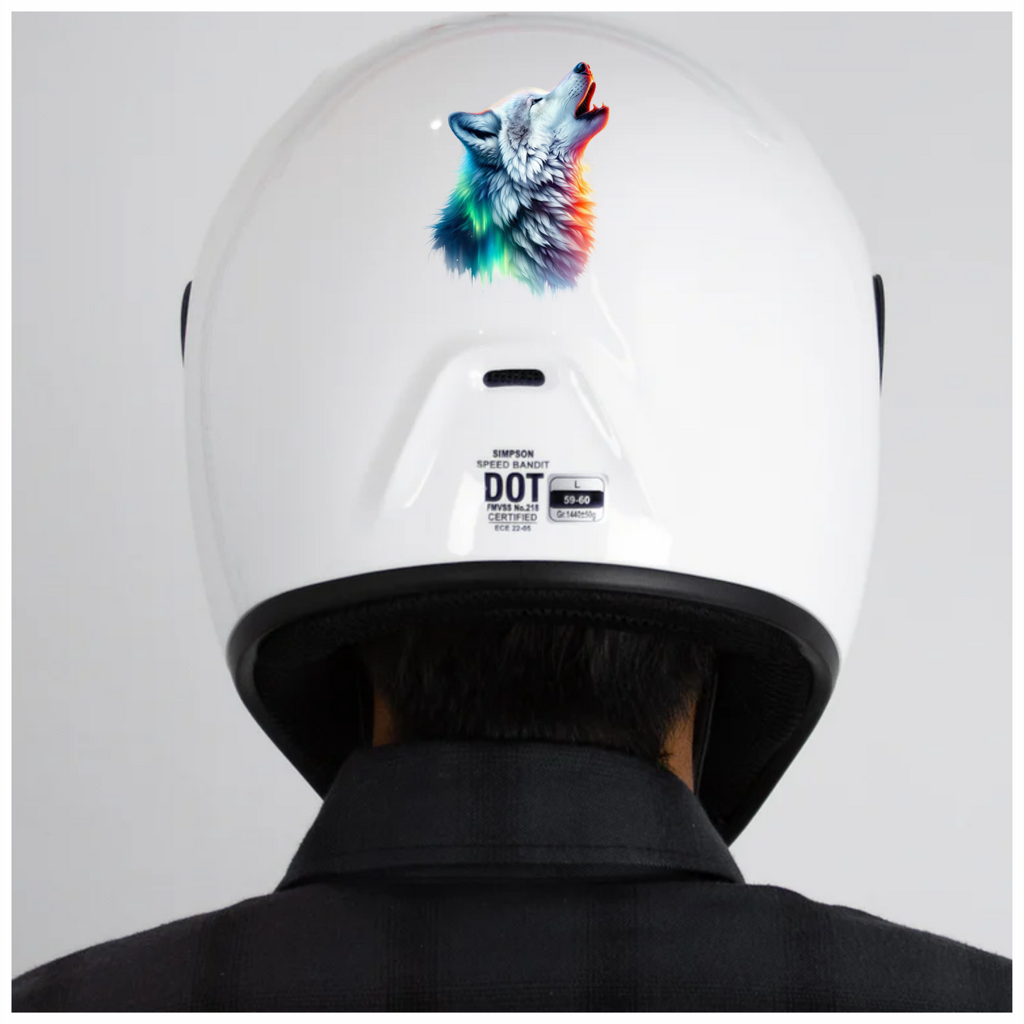 White Wolf Howling Colorful Light Vinyl Sticker Decal
