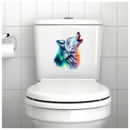 White Wolf Howling Colorful Light Vinyl Sticker Decal