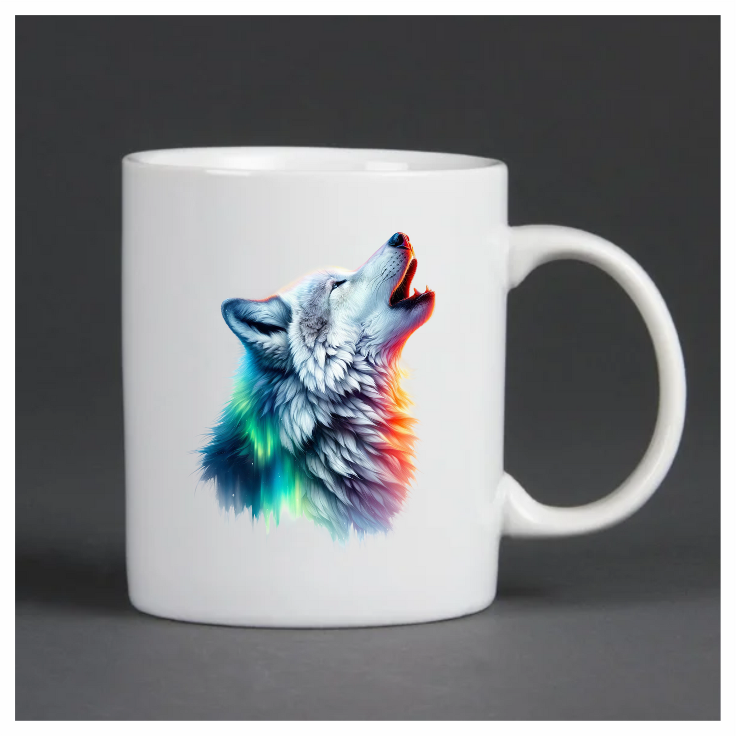 White Wolf Howling Colorful Light Vinyl Sticker Decal