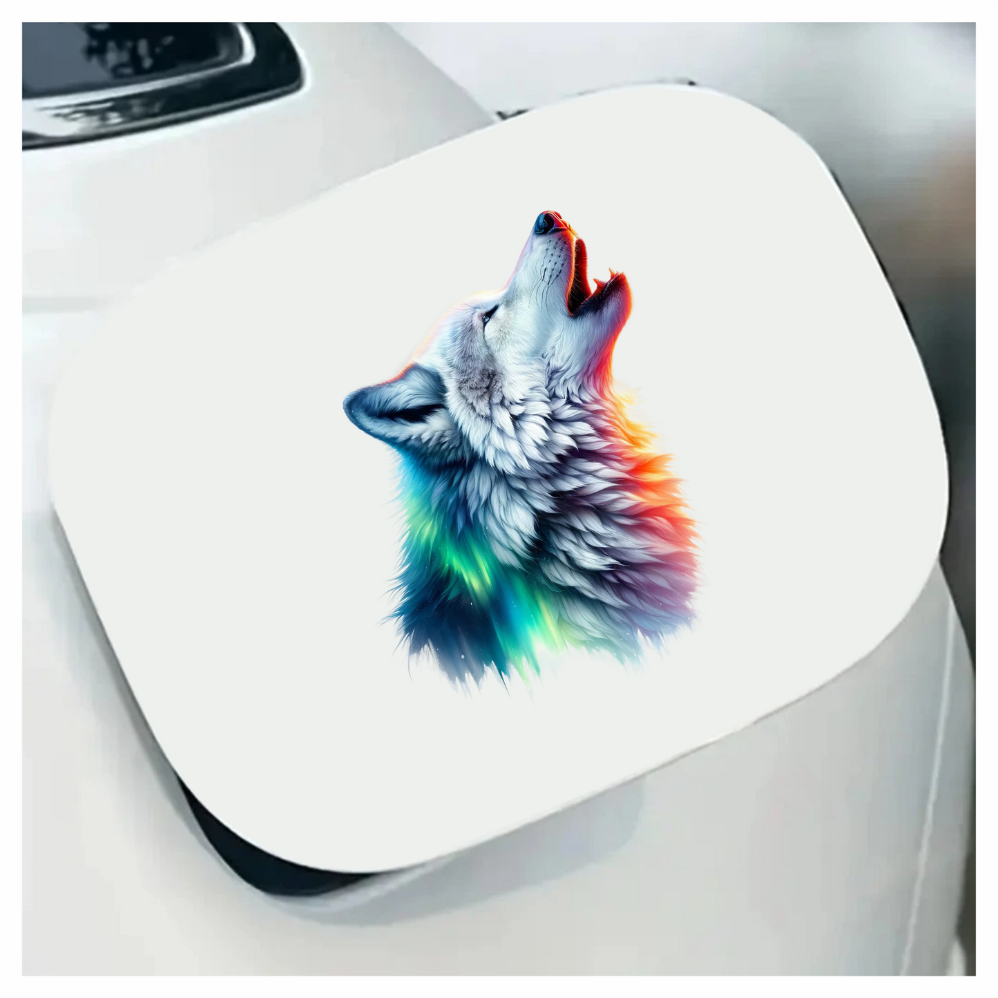 White Wolf Howling Colorful Light Vinyl Sticker Decal