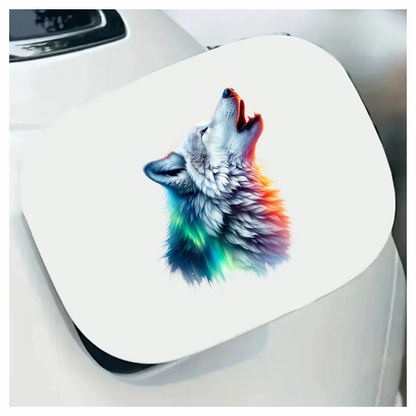 White Wolf Howling Colorful Light Vinyl Sticker Decal
