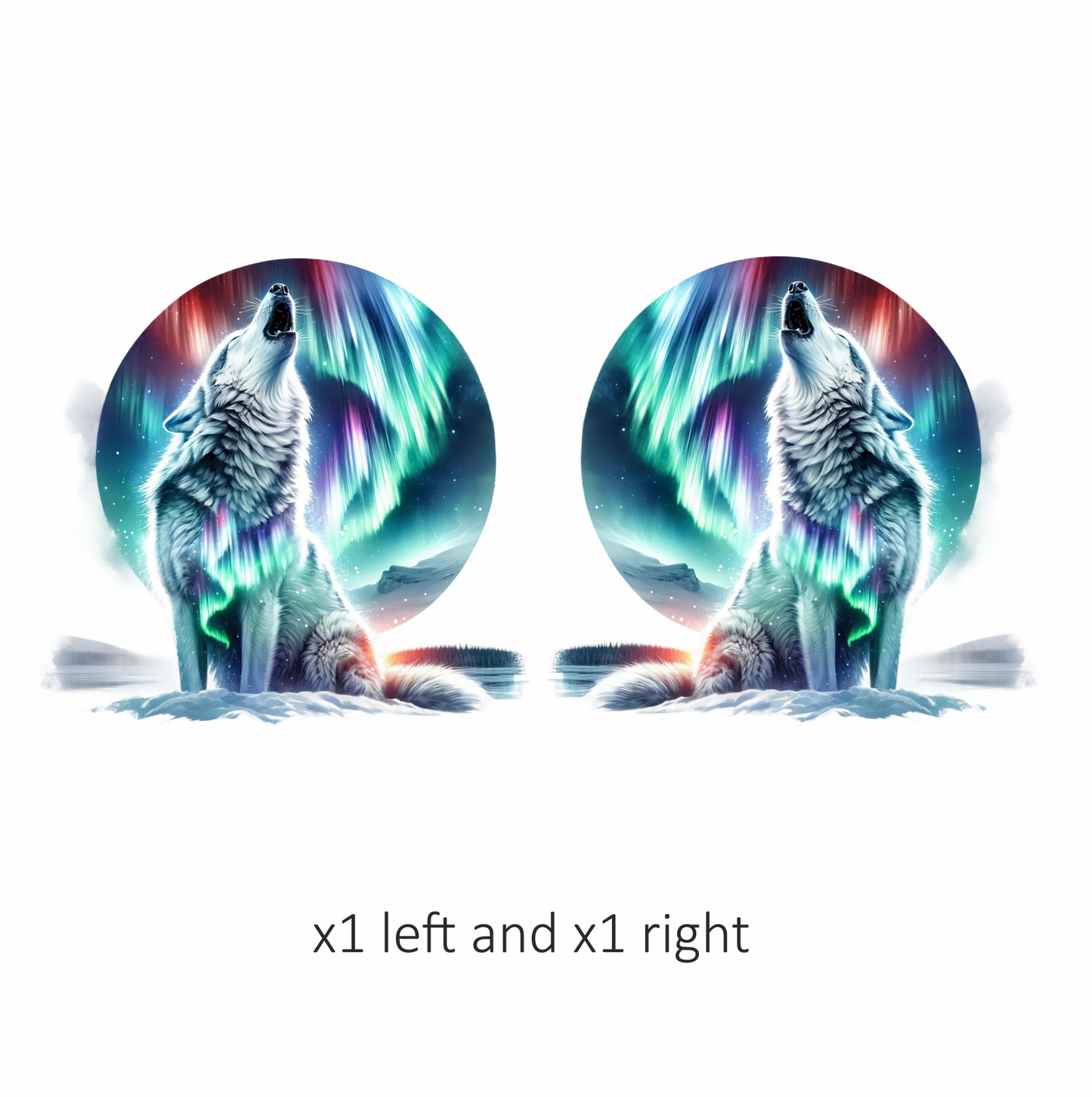 White Wolf Howling Under Northern Lights Vinyl Sticker Decal
