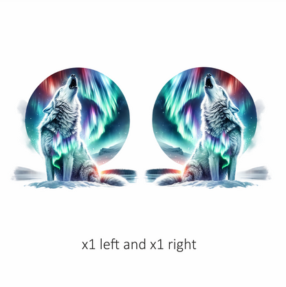 White Wolf Howling Under Northern Lights Vinyl Sticker Decal