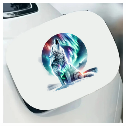 White Wolf Howling Under Northern Lights Vinyl Sticker Decal