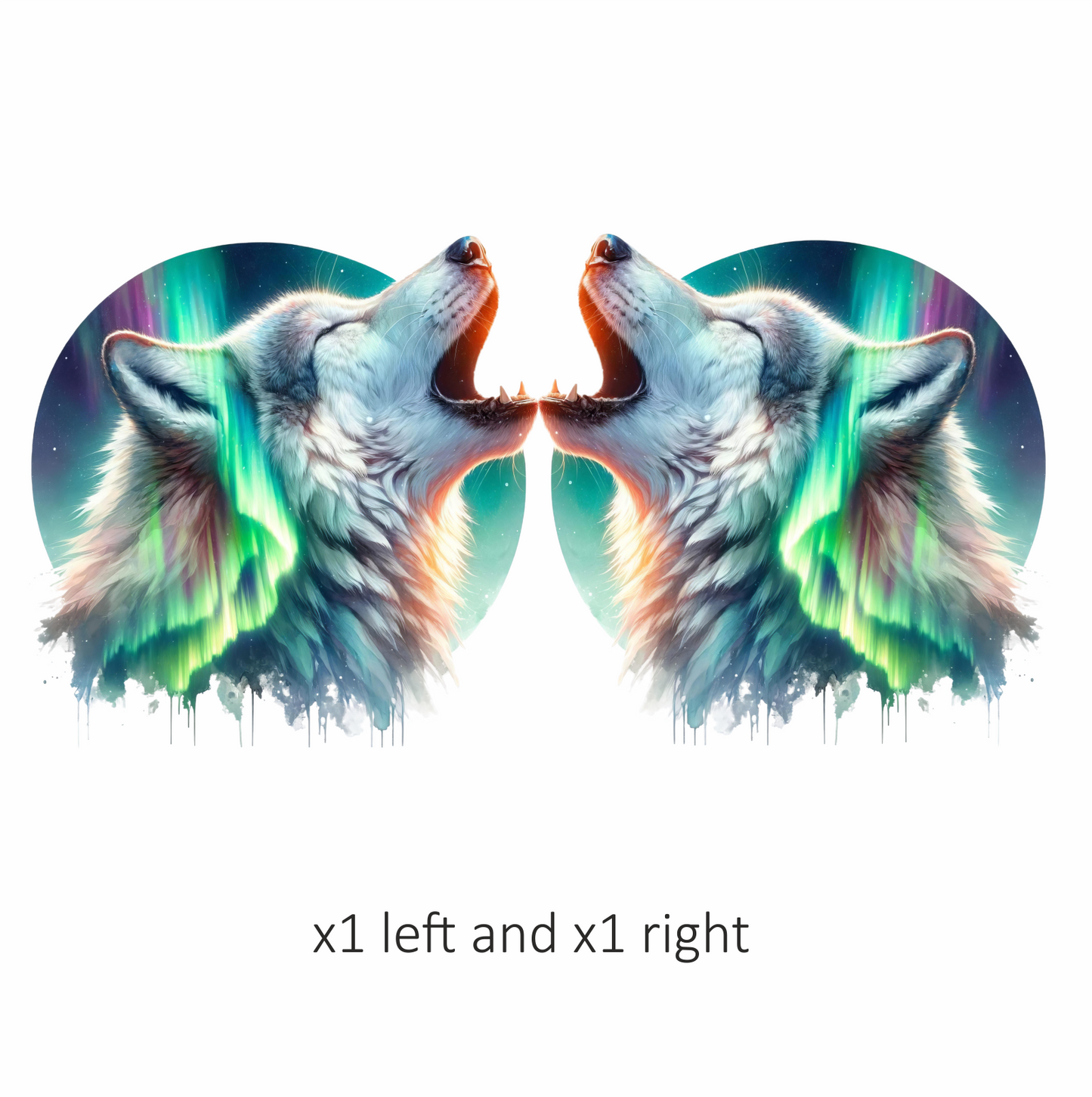 White Wolf Howling Green Northern Lights Vinyl Sticker Decal