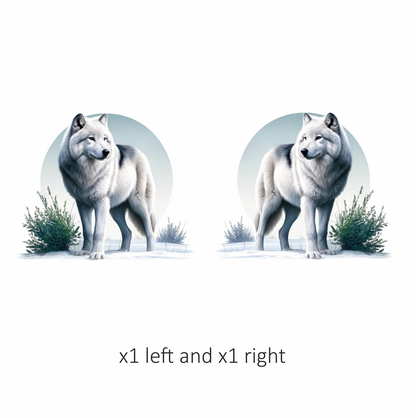 White Wolf Standing In Snow Field Vinyl Sticker Decal
