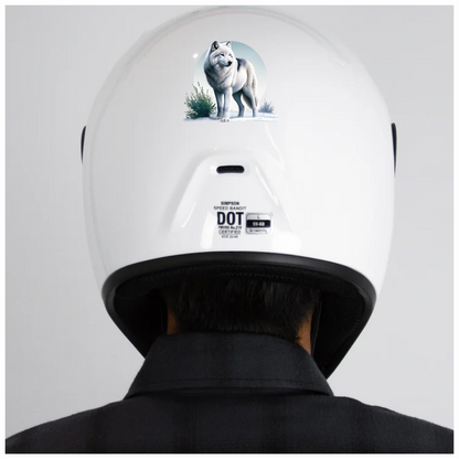 White Wolf Standing In Snow Field Vinyl Sticker Decal