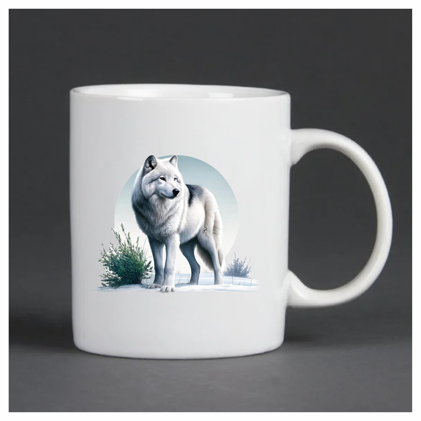 White Wolf Standing In Snow Field Vinyl Sticker Decal