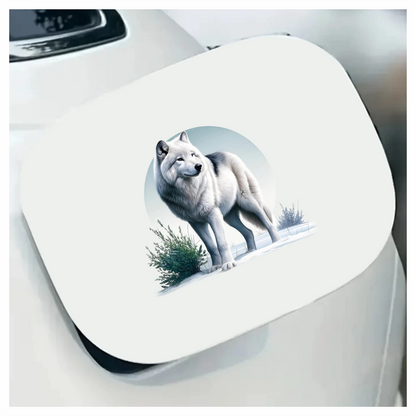 White Wolf Standing In Snow Field Vinyl Sticker Decal