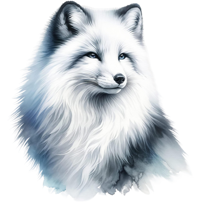 White Fox Sitting Fluffy Winter Fur Vinyl Sticker Decal