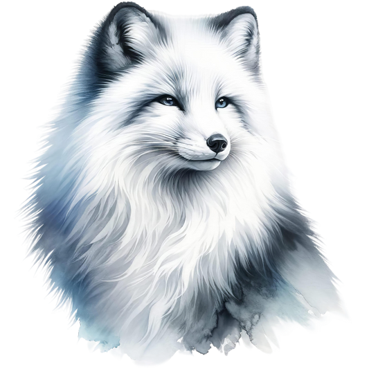 White Fox Sitting Fluffy Winter Fur Vinyl Sticker Decal